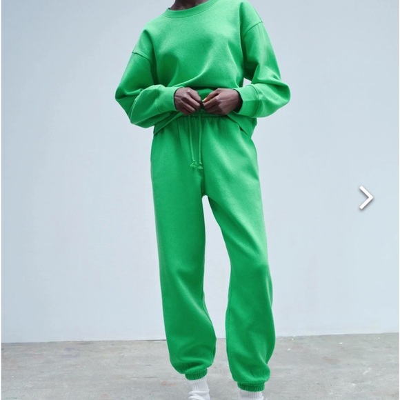 Zara Tops Zara Lime Green Sweatsuit Set Medium Poshmark